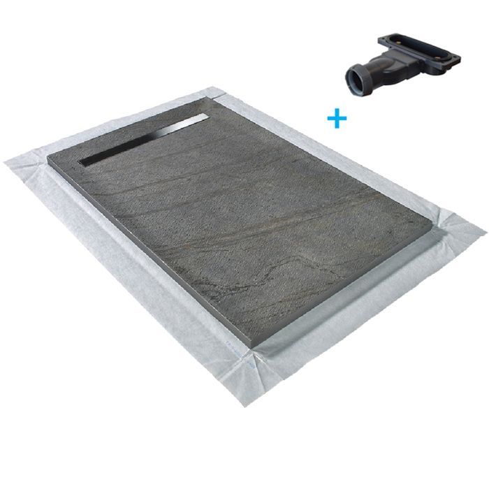 Base de duche - U-TILE - 120 x 90 cm. Efeito pedra natural de alta densidade 904 com ralo deslocado.