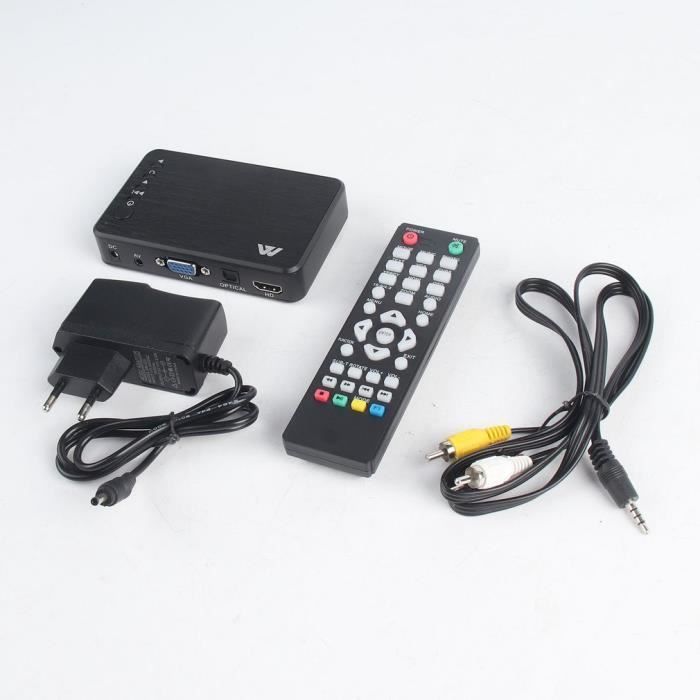 Reproductor multimedia Mini H7, Full HD 1080p, 3 salidas: USB, HDMI, VGA, AV, UE