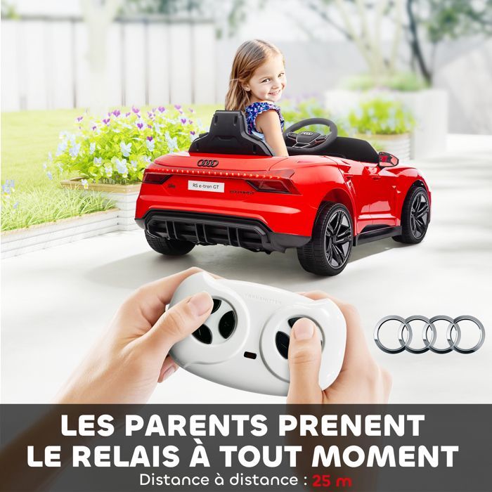 Coche eléctrico - HOMCOM - Audi RS E-tron GT de 12 V con licencia para niños, control remoto con sonidos - PP - rojo