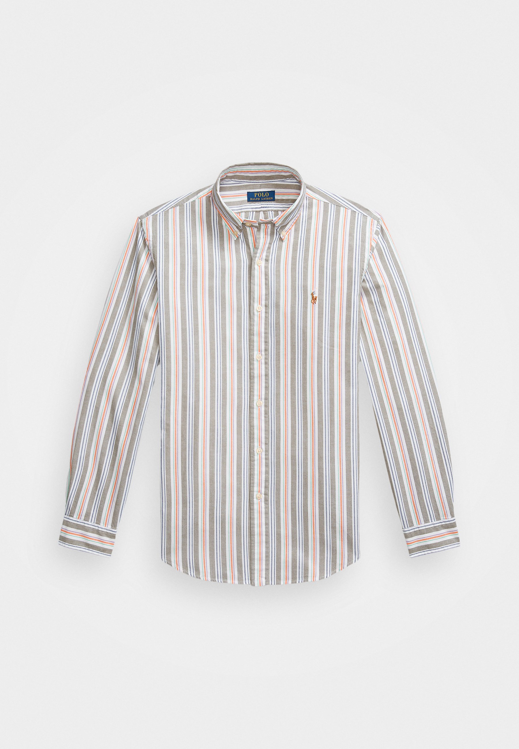 Polo Ralph Lauren CUSTOM FIT GESTREEPT OXFORD SHIRT - Shirt - olijf/oranje