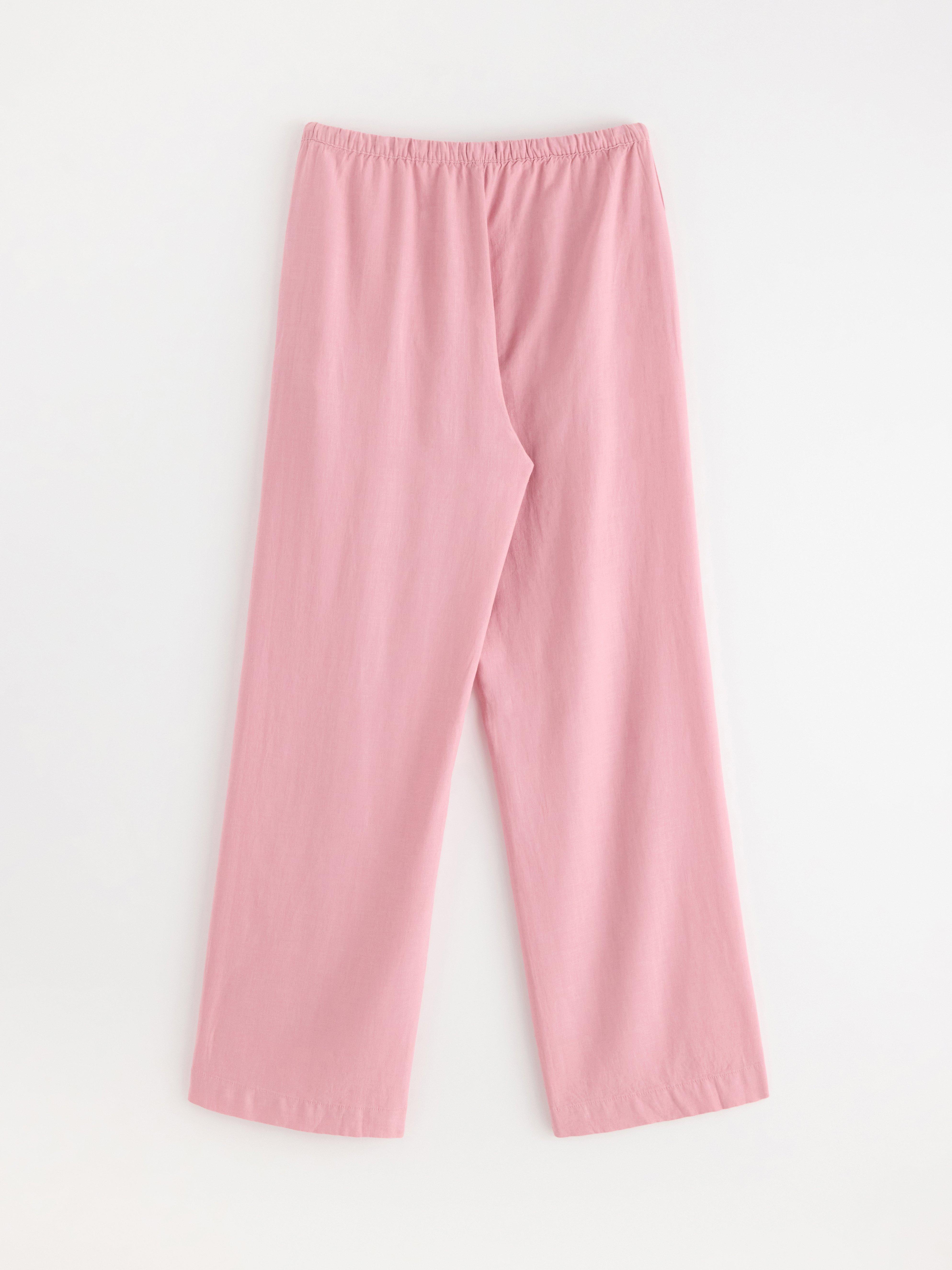 Calça reta BELLA em mistura de linho rosa claro
