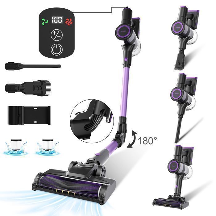 Aspiradora de mano inalámbrica STANEW - 45000 Pa 550 W - Tubo plegable de 180° - Cepillo giratorio de 270° - Filtración HEPA