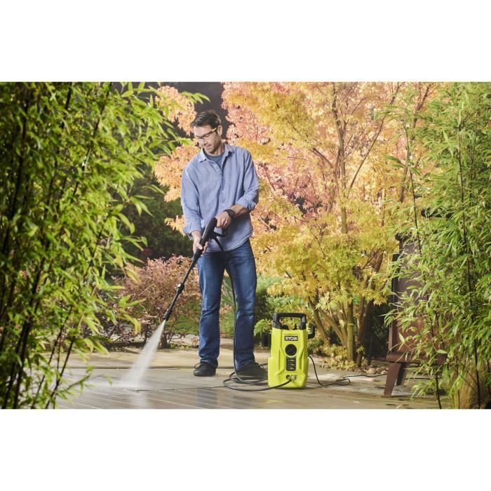 Hidrolimpiadora RYOBI de 1400 W - 110 bar - 390 L - Manguera de PVC de 5 m - Lanzas Vario y Turbo - Boquilla para detergente - RY110PWA