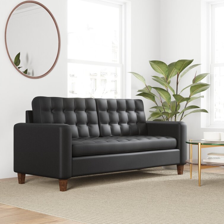 Milton 76” Sofa mit quadratischen Armlehnen aus veganem Leder