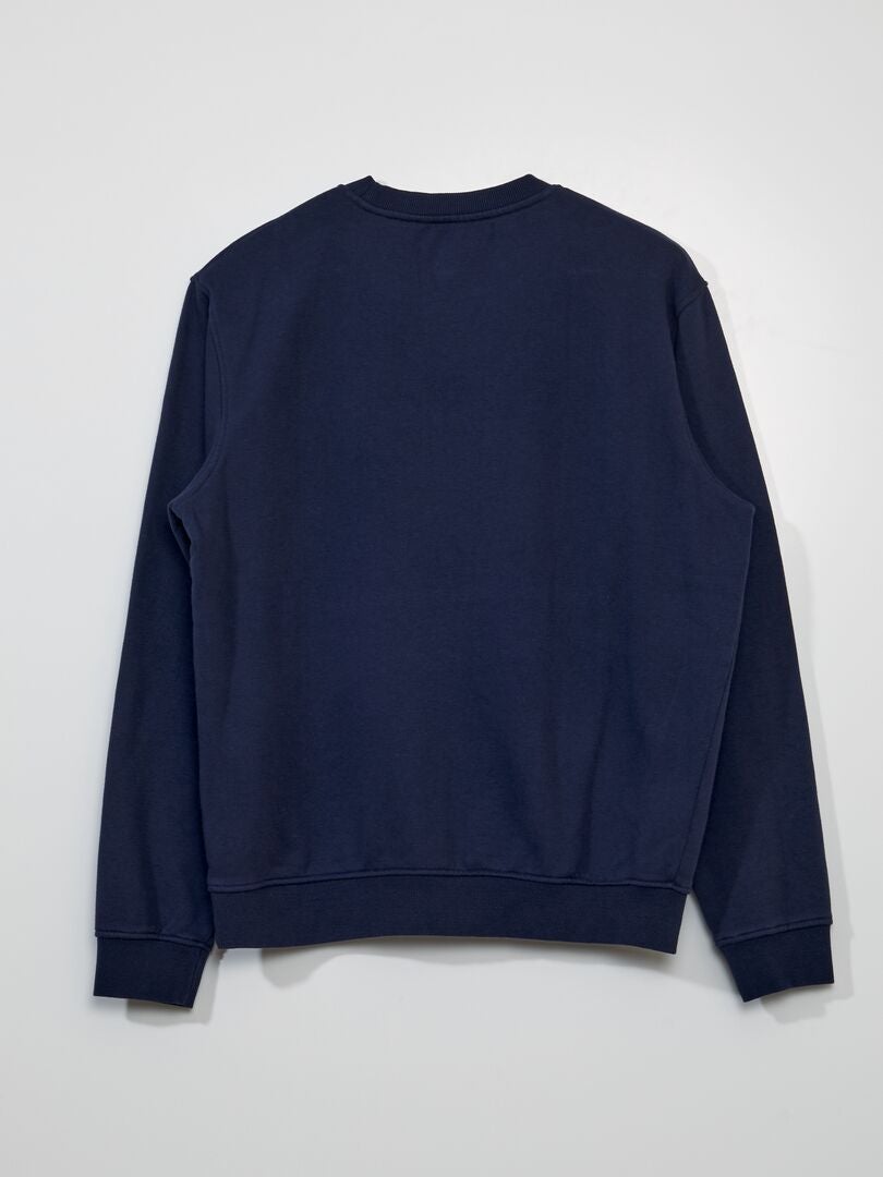 Bedrukte fleece sweater - BLAUW