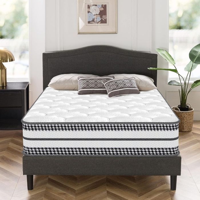 Colchón de 90x200 cm - Grosor 26 cm, Híbrido - Muelles ensacados + Espuma viscoelástica, Ergonómico - 7 zonas, Firmeza media