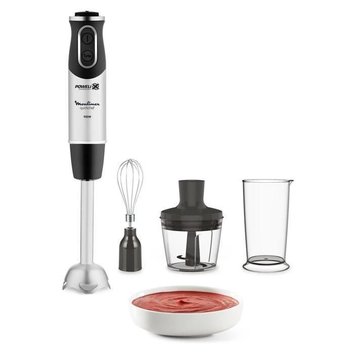 Frullatore a immersione 3 in 1 Moulinex, 4 lame, 10 velocità, 1000 W, Quickchef DD655811