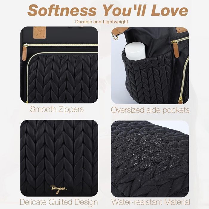 Bolso cambiador grande con cambiador integrado, práctico y elegante - Negro - 11,8