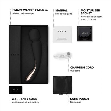 Lelo Massajador Smart Wand 2 keskikokoinen musta 1 kpl 1 kpl