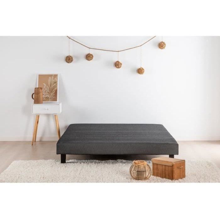 Gestoffeerde lattenbodem 160 x 200 cm - Massief hout, antracietgrijs + poten - DEKO DREAM Rakenne