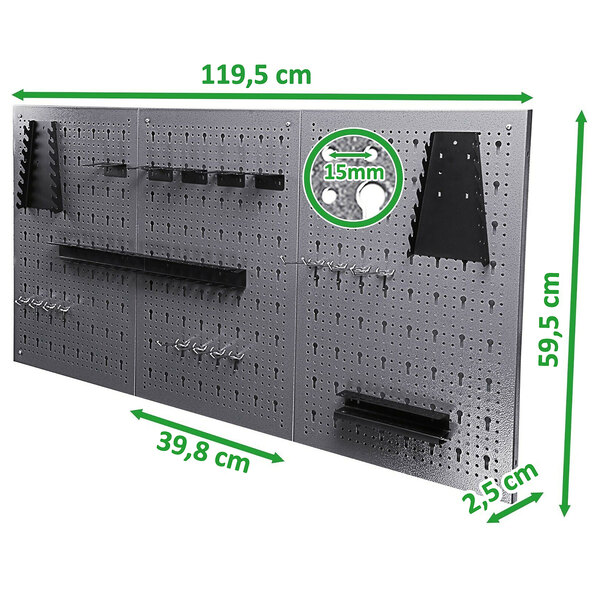 Set de 3 plăci perforate cu cârlige.