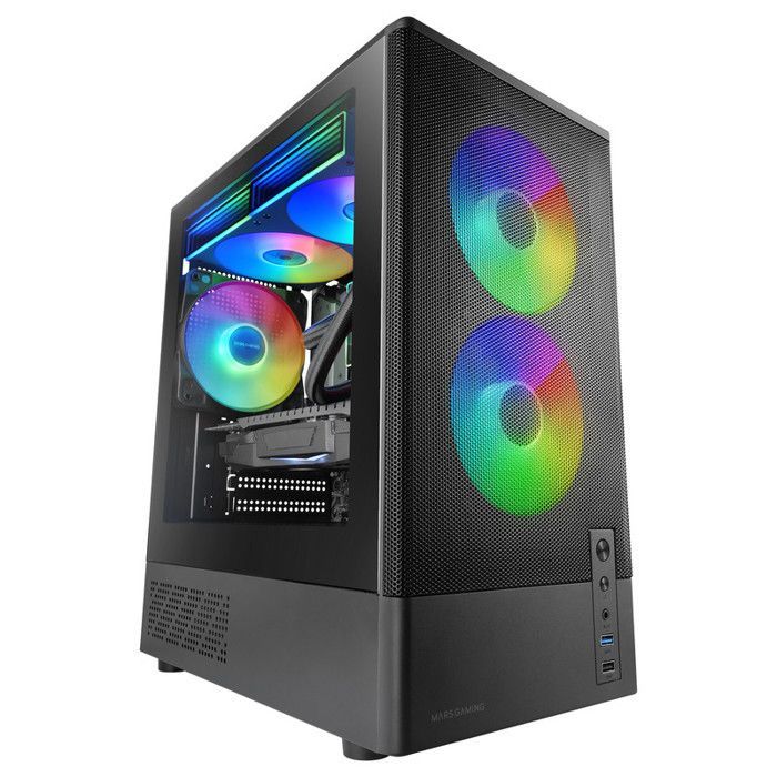 MicroATX Case - MARS GAMING - MC-ONYX - Metal Mesh Front Panel - 3x ARGB FDB - Tempered Glass Side Panel