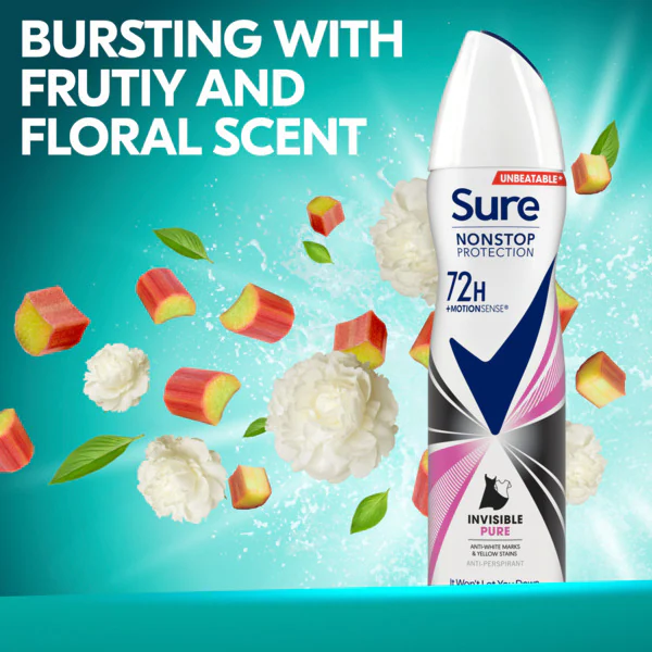 Sure antiperspirantas-dezodorantas aerozolis Nonstop Invis Pure 250 ml