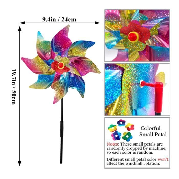 Lot de 6 moulins à vent réfléchissants pour jardin fruitier et balcon - Décoration de jardin pour jardin, cour, balcon