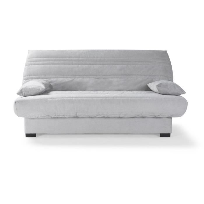 Divano letto a 3 posti con meccanismo click-clack - Materasso da 17 cm - Tessuto grigio chiaro - L199 x P96 x H103 cm - CHLOE
