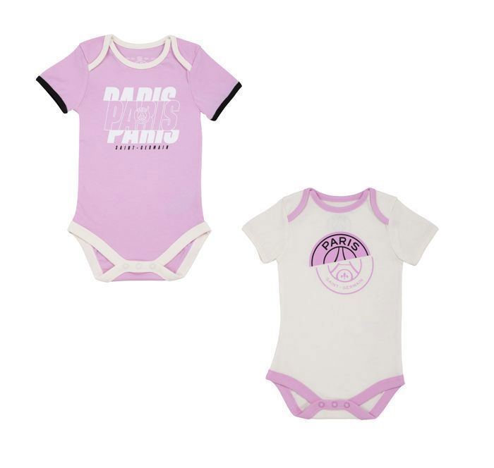 Body para bebê menina - PARIS SAINT GERMAIN - 2 peças - Algodão - Rosa - Oficial