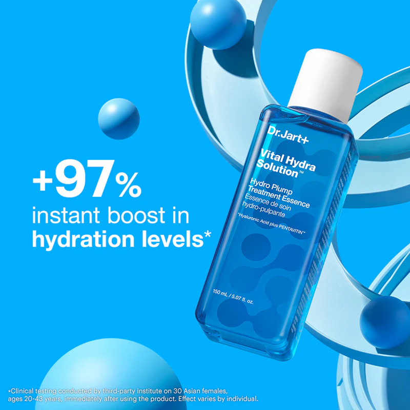 Dr. Jart+ Vital Hydra Solution™ Hydro Plump Treatment Essence é uma essência hidratante com ácido hialurônico.