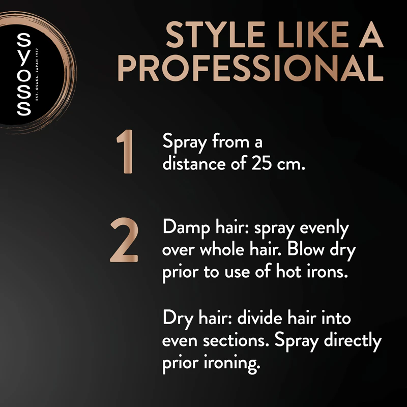 Spray de proteção térmica para cabelos Syoss Keratin contra altas temperaturas.