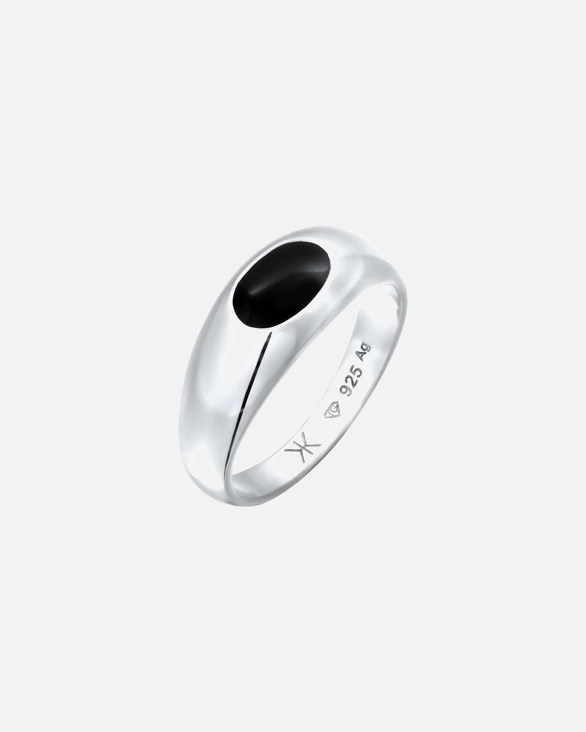 KUZZOI Kuzzoi Bague Chevalière Hommes Émail Noir Argent Sterling 925 Party / Nouvel An