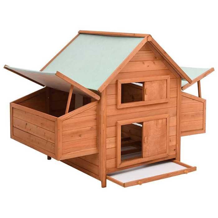 Gallinero vidaXL de 152x96x110 cm, de madera maciza de abeto.