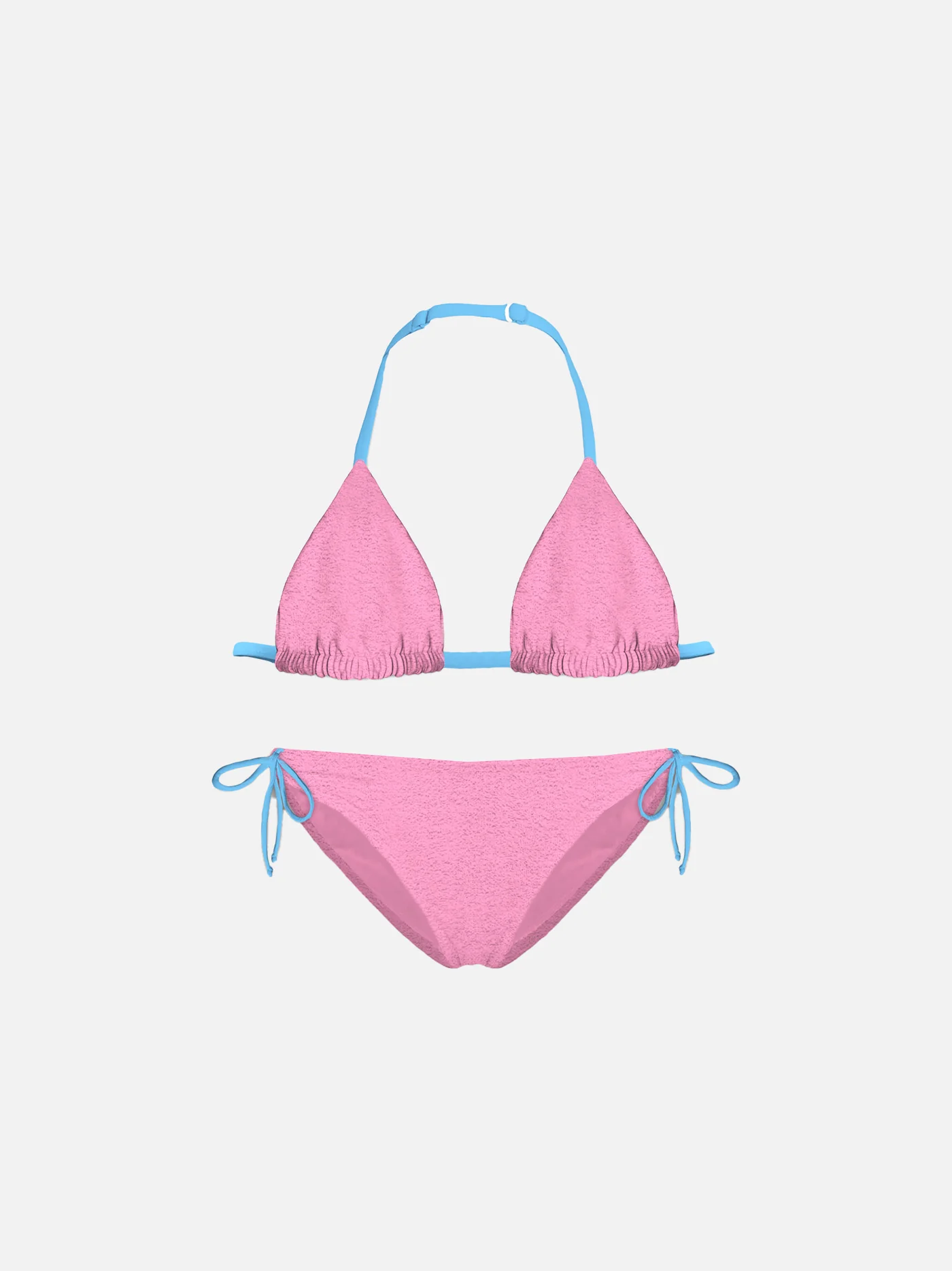 Rosa Triangel-Bikini für Mädchen mit Paspelierung