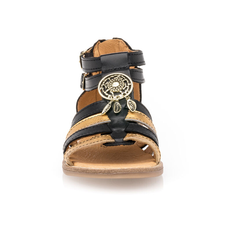 Sandalias negras para niñas / Zapatos de punta abierta