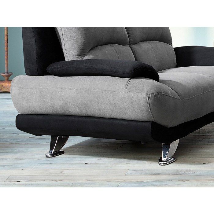 Sofá de microfibra de 3 plazas MUSKO - Bicolor gris y negro - Contemporáneo - De diseño - Fijo