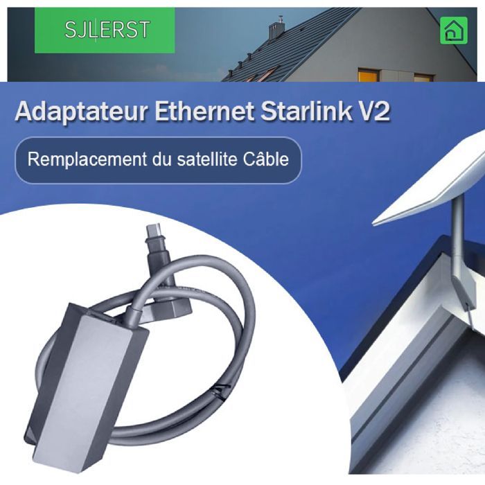 Adaptateur Ethernet Starlink V2 - Adaptateur Satellite D'antenne Parabolique Rectangulaire - Kit CPL Internet USB