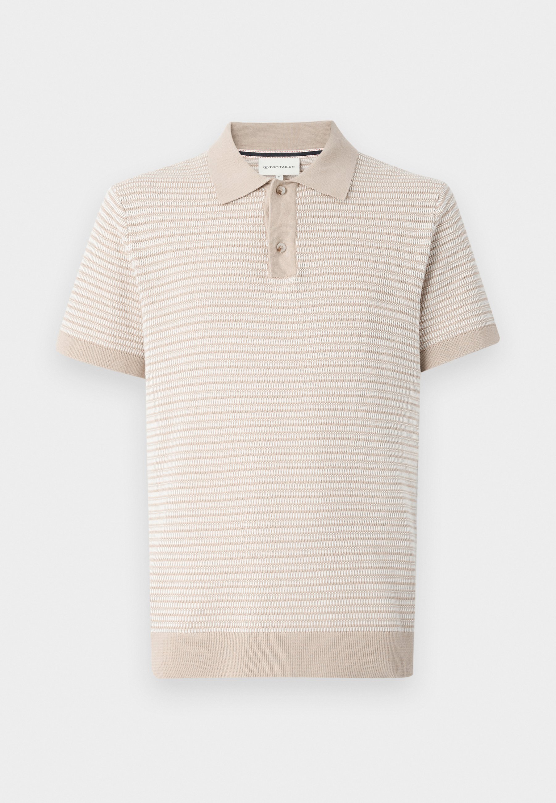 Polo Tom Tailor bicolore structuré - beige cajou/blanc