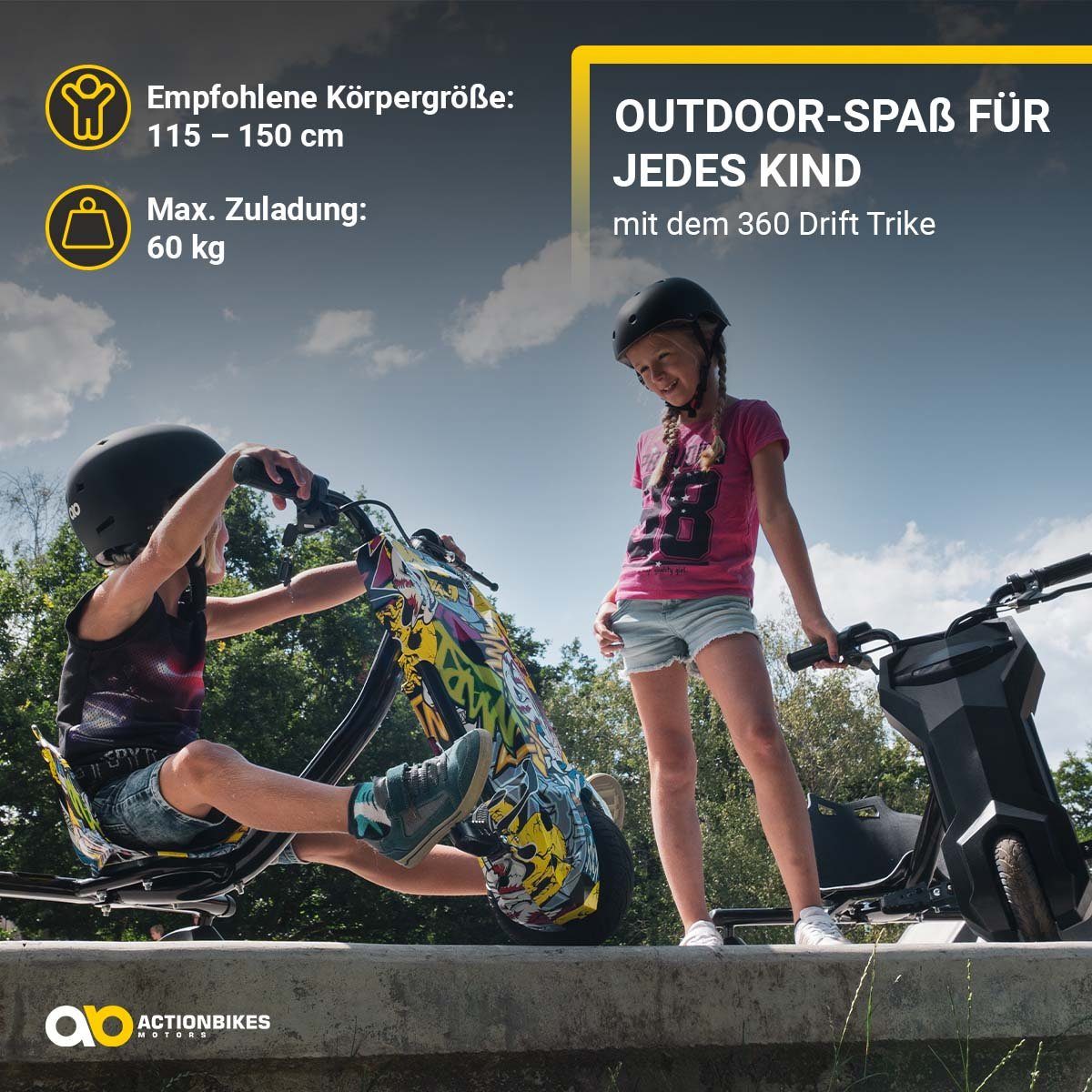 Actionbikes Motors driewielige scooter drift scooter Drifter 360, 15,00 km/u, 250 watt - LED 360° wielen - vering - 3 niveaus - drift trike