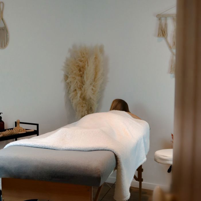 Conjunto completo de capas para maca de massagem - Tecido atoalhado - Bege - Vivezen