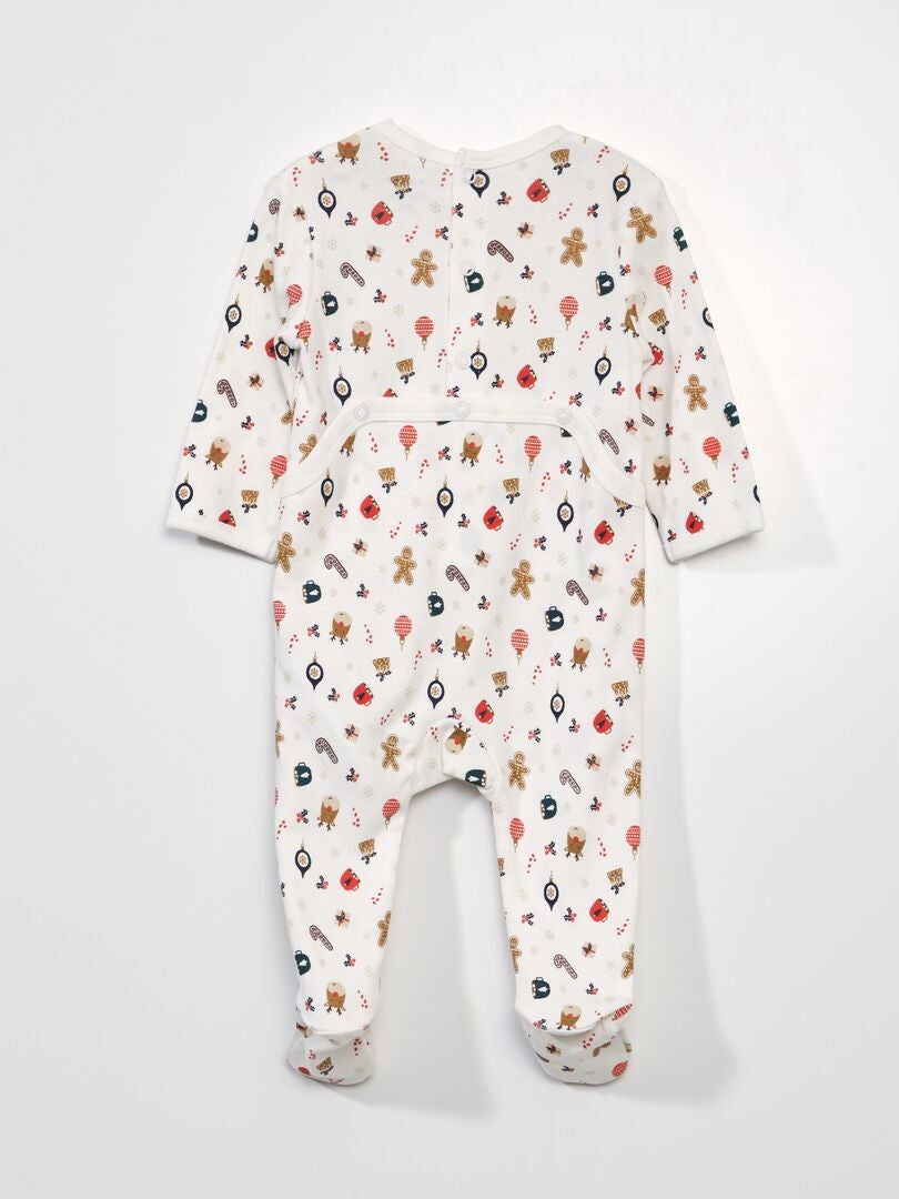 Kerstpyjamaset + romper + slabbetje - WIT