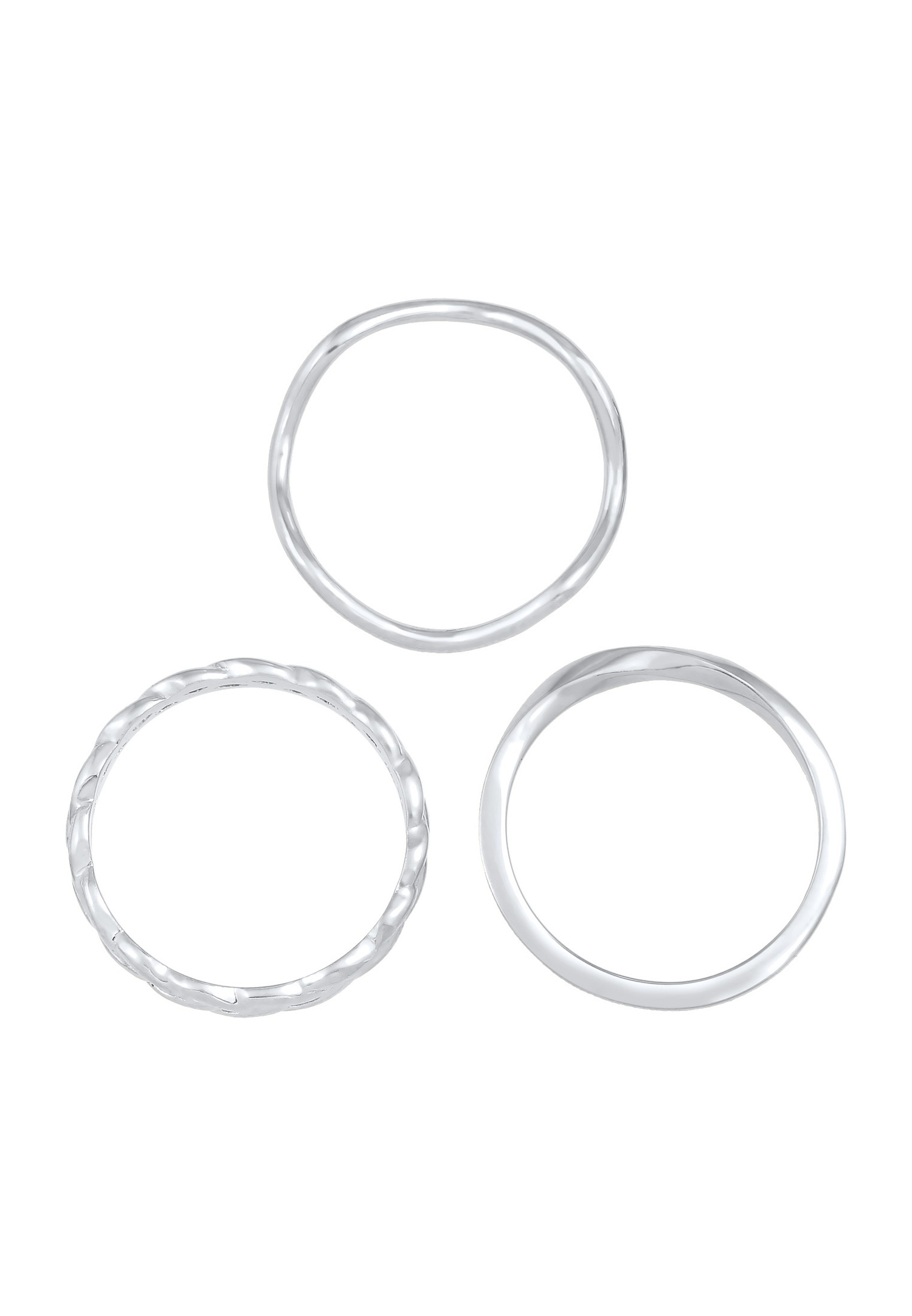 Elli Ensemble Vague Tressé Minimale Bague Femme - (925/1000) Argent