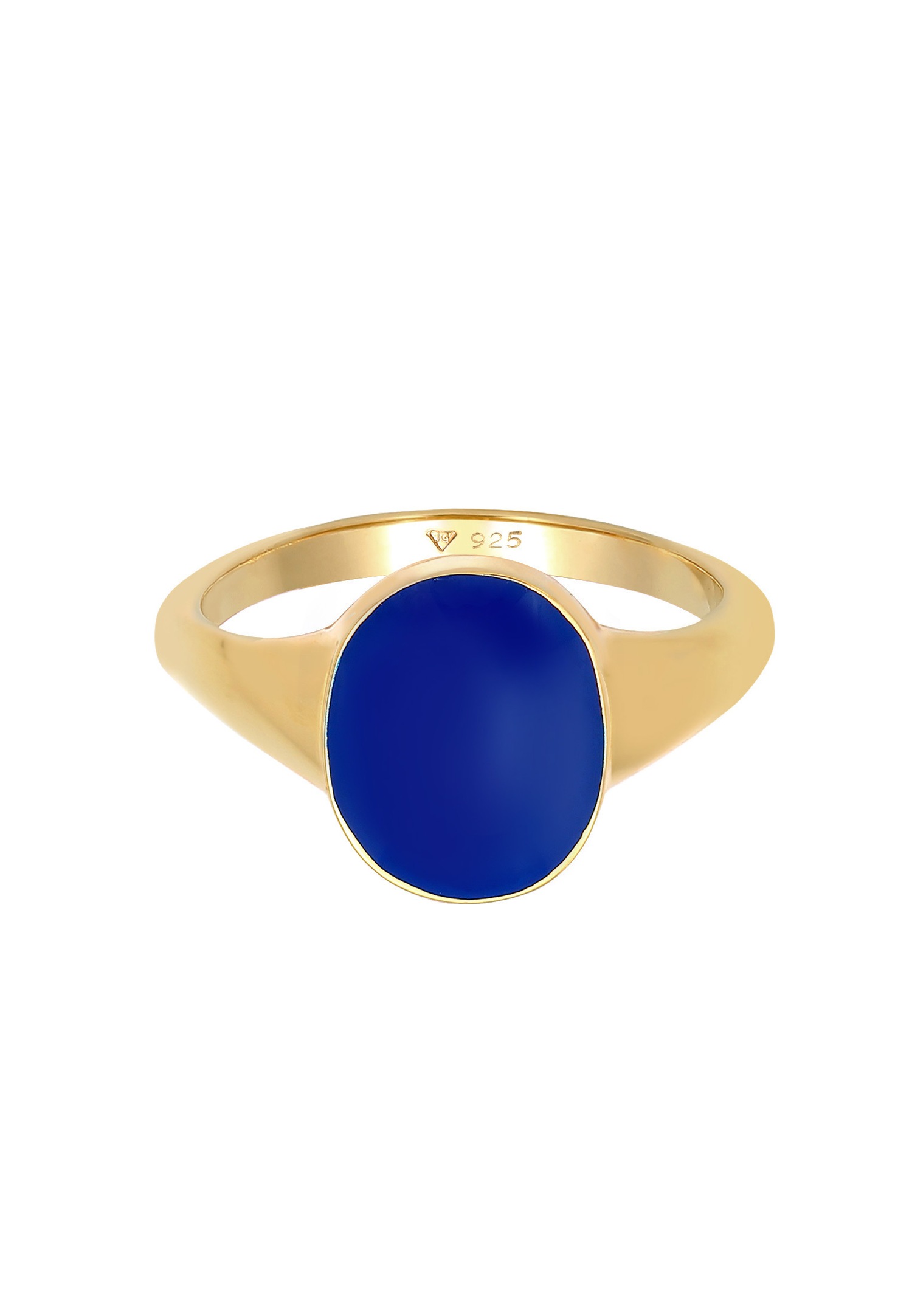 Elli Bague Signet pour Femme Ovale Classique avec Émail en Argent Sterling 925 Plaqué Or