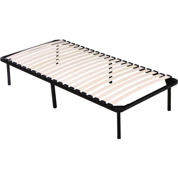 Estructura de cama de láminas + patas para colchón de 90 x 190 cm - 20 láminas