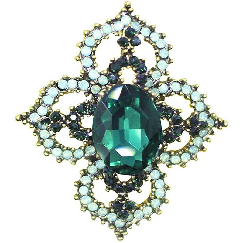 Brooch Pins for Women Fashion Gold Flower Heart Rhinestone Jewelry