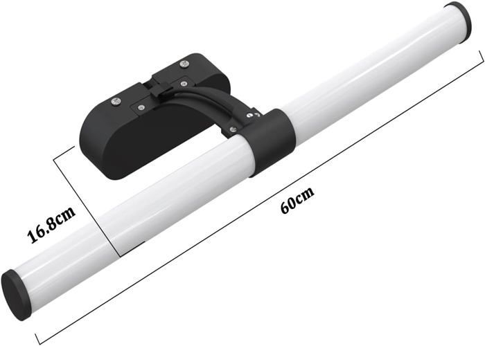 Lámpara de pared LED Homefire para baño, luz LED para espejo 4000K blanco neutro IP44 8W 60CM Lámpara de pared moderna negra e impermeable