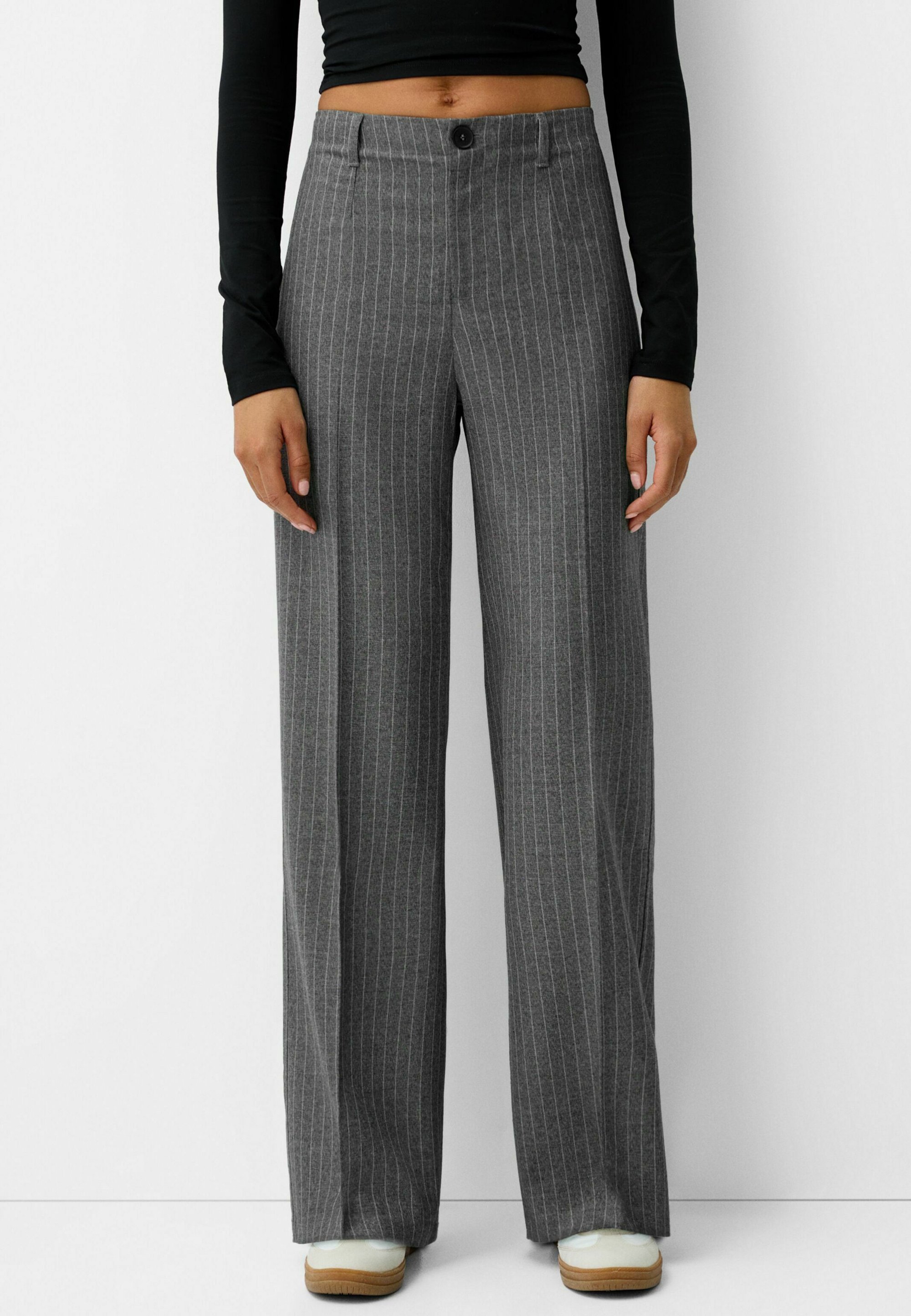 Pantaloni Bershka a gamba larga - grigi