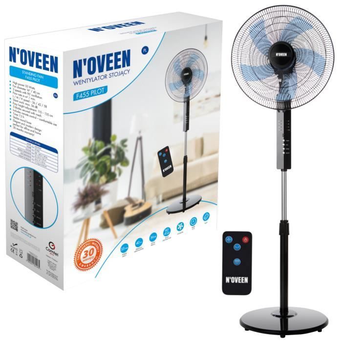 Ventilatore a piantana Pilot F455 - Ultra silenzioso - Timer da 7,5 ore - 3 velocità - Oscillazione a 90°
