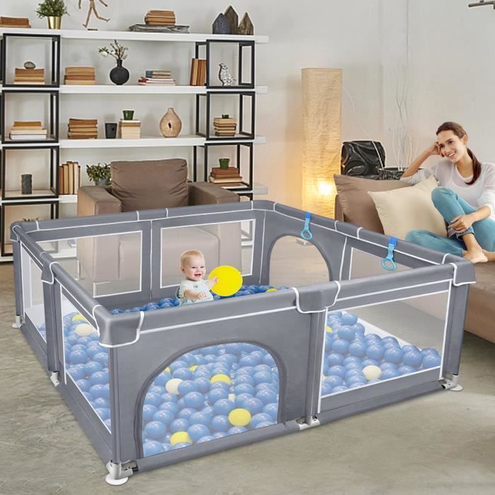 Parque infantil - XMTECH - 200 x 180 x 68 cm - Malla protectora - Base antideslizante