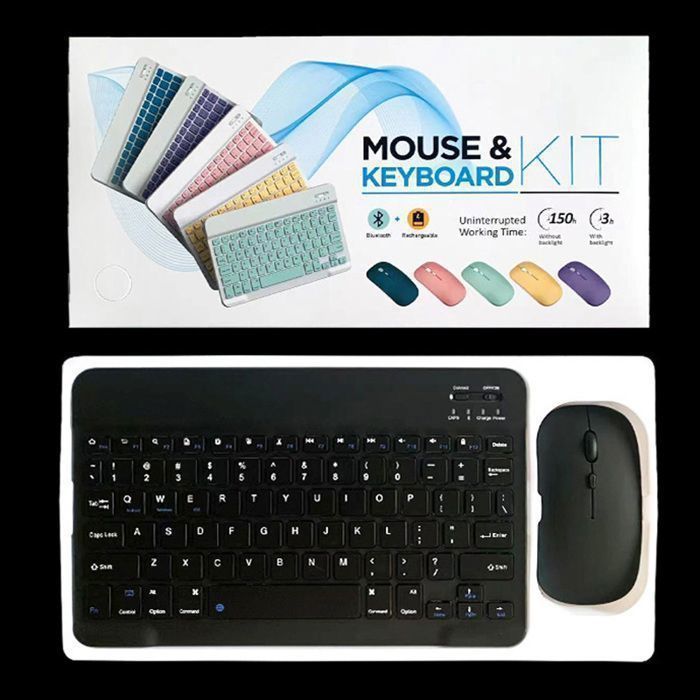 Ensemble Clavier Souris Bluetooth Sans Fil - Ultra Fin et Portable - Noir - Ergonomique - Compatible Téléphone Tablette PC Portable