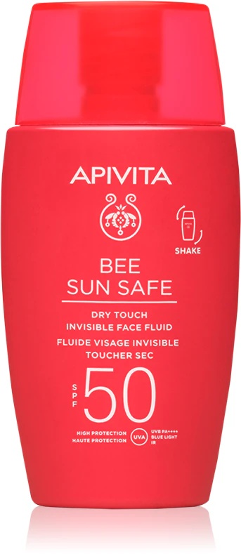 „Apivita Bee Sun Safe Dry Touch“ veido fluidas SPF50, apsauginis nuo saulės SPF 50+