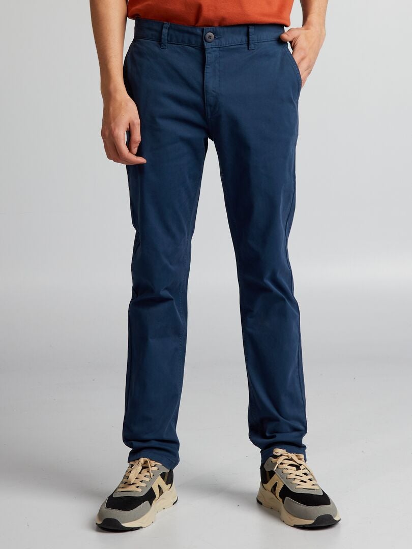 Effen chino broek - BLAUW
