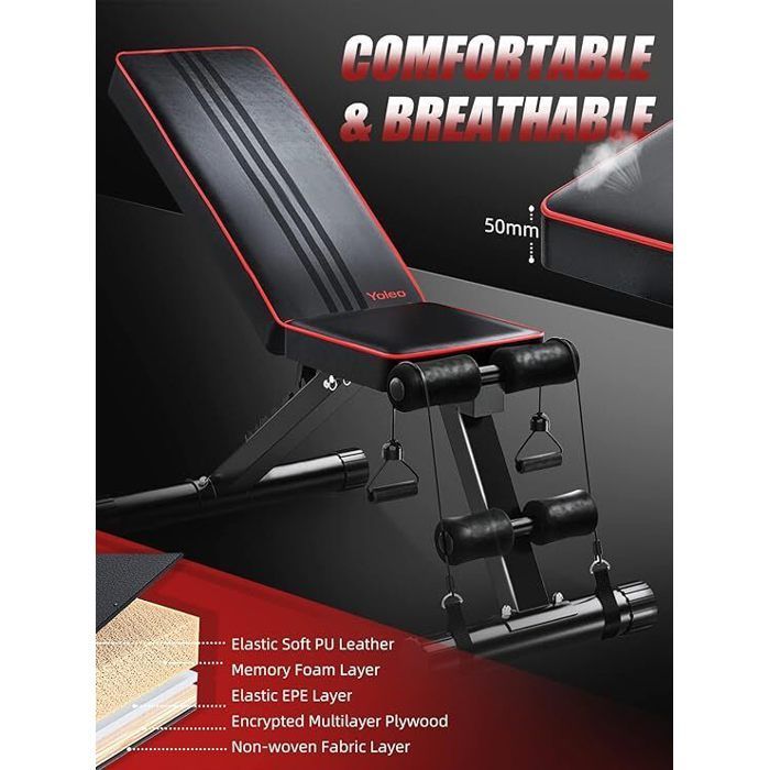 Adjustable bench, weight training bench for full body workout, incline bench for home gym exercises (advanced)
