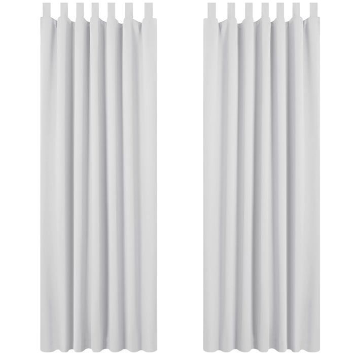 Deconovo Set van 2 thermisch geïsoleerde verduisteringsgordijnen met zilverkleurig printpatroon, parelgrijs, 140x260cm, design deurgordijn