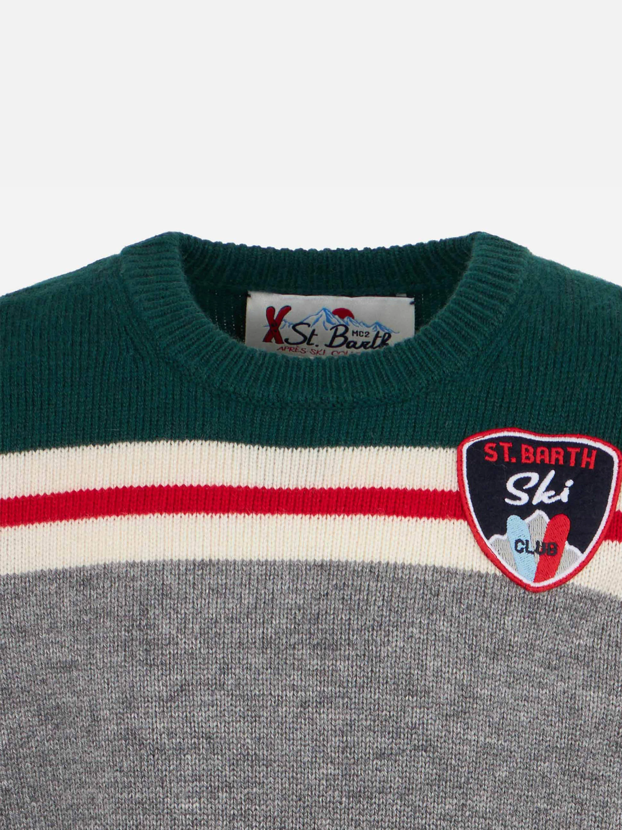 Maglione girocollo da bambino con patch St. Barth Ski club