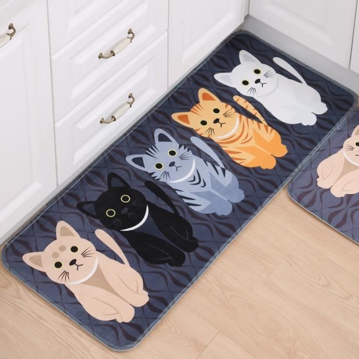 Alfombrilla de cocina antideslizante para colocar delante del fregadero, 50x120cm, diseño de gatito gris.
