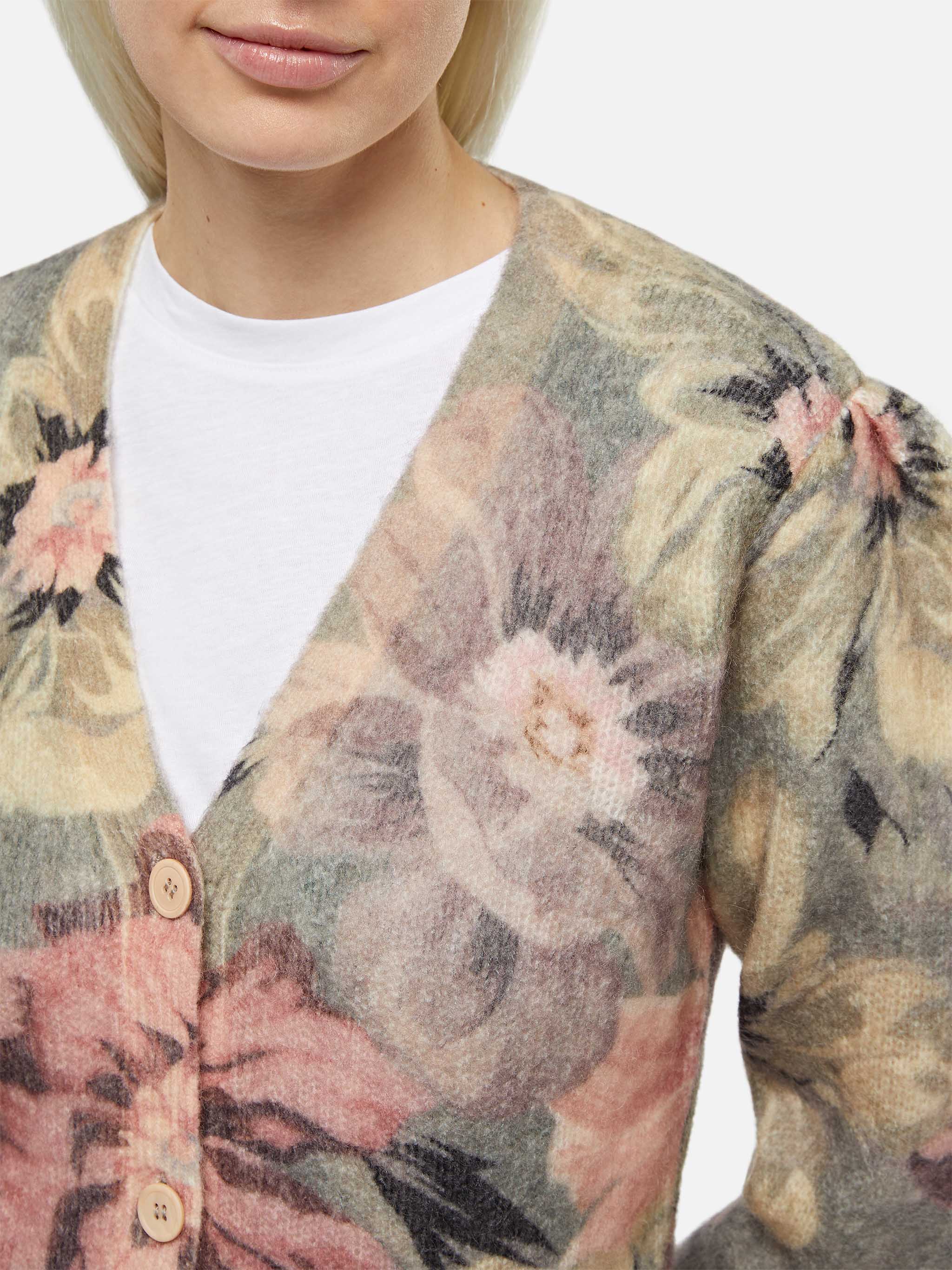 Cardigã floral feminino da Lyza Sanderson Flow