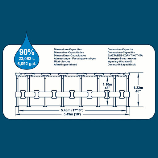 Piscine hors sol tubulaire Bestway Power Steel, design bois, 549 x 122 cm