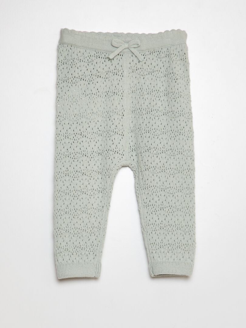 Gebreide legging + geborduurde sokken - blauw